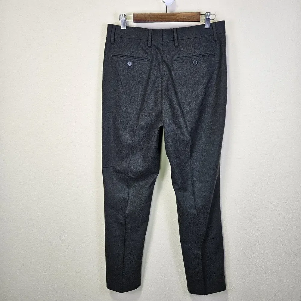 Banana Republic Mens 32x30 Flannel Herringbone Trouser Tailored Dress Pant Gray